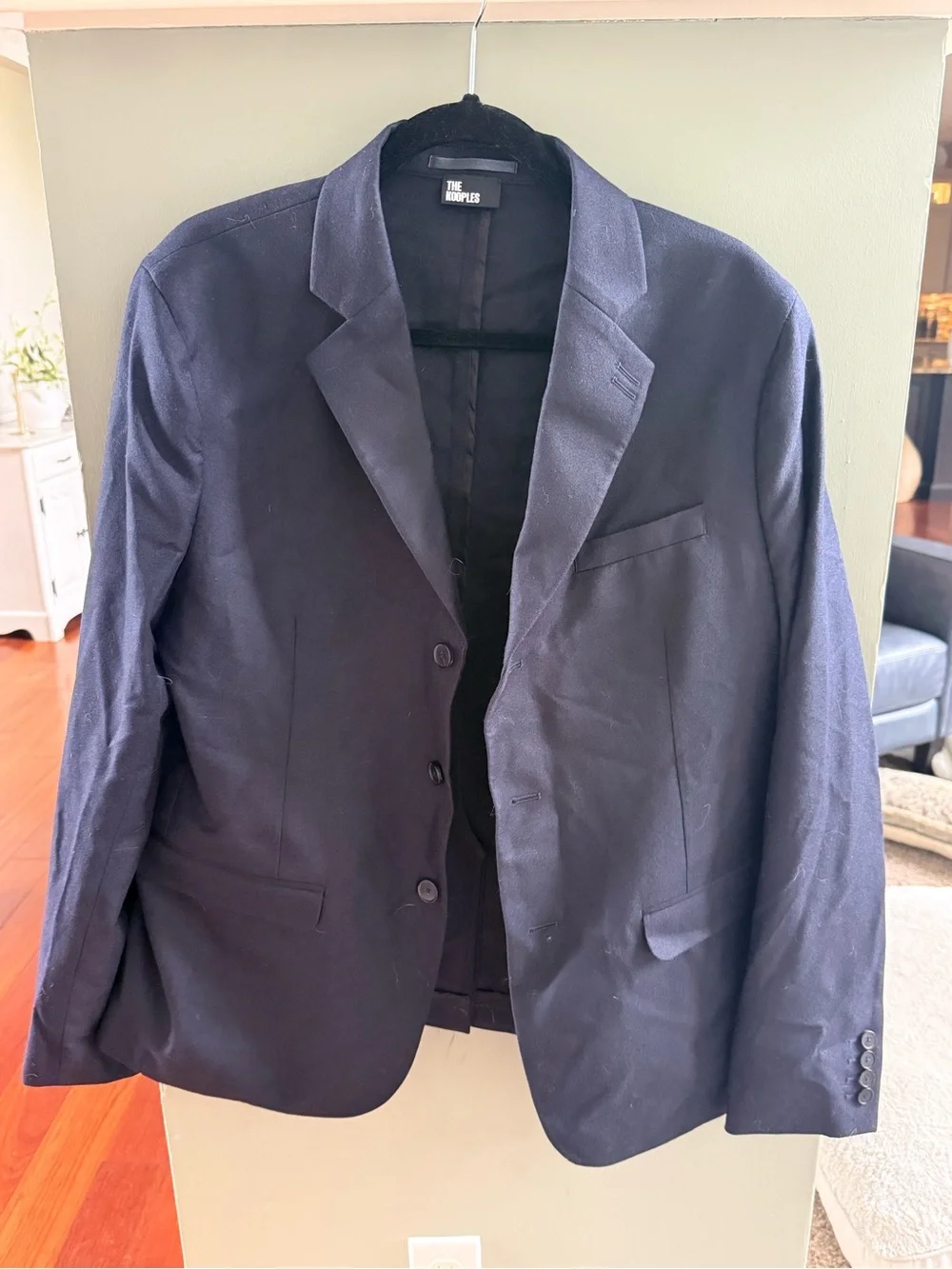 The Kooples Dark Navy Cotton-Blend Men's Blazer
